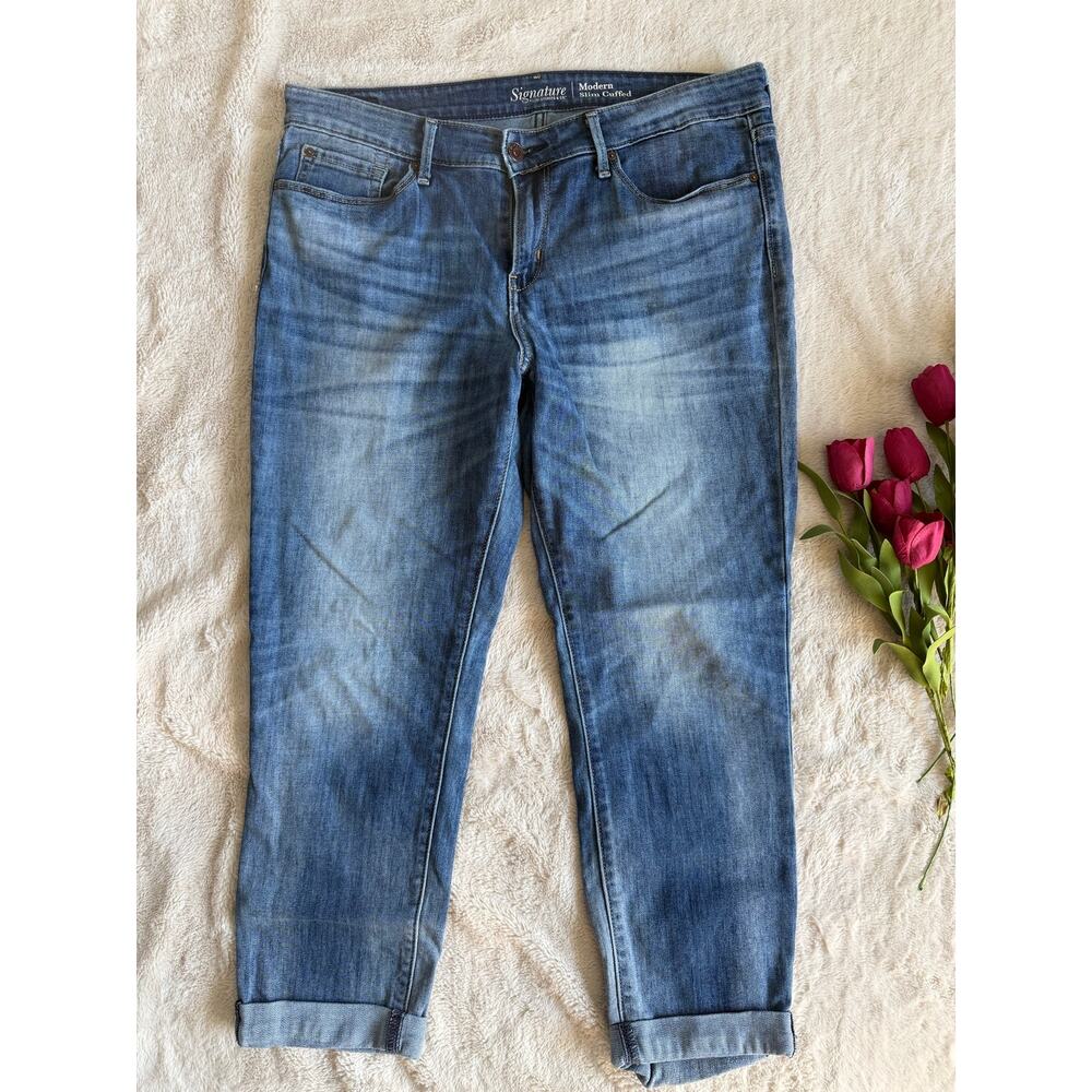 Levi Strauss Signature Modern Slim Cuffed Crop Jeans Size 12